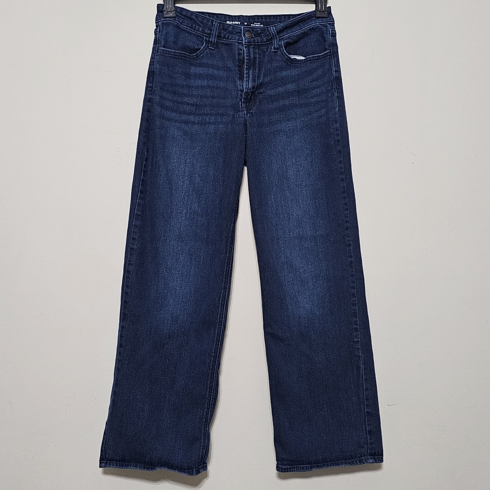 Old Navy Women's Jeans Size 10 Blue Dark Wash High Rise Wide Leg‎ Stretch 448226